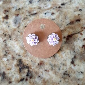 Purple Flower Stud Earrings